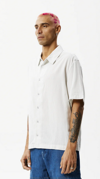 Locked Up - Recycled Striped Short Sleeve Shirt - Smoke