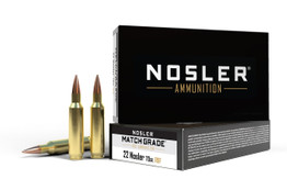 NOSLER Büchsenpatronen Match Grade (.22 Nosler, 70 grs./4,54 g RDF HPBT), VPE 20 Schuss