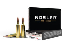 NOSLER Büchsenpatronen Match Grade (.22 Nosler, 77 grs./4,99 g CC HPBT), VPE 20 Schuss