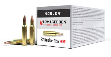 NOSLER Büchsenpatronen Varmageddon (.22 Nosler, 62 grs./4,02 g VG HPFB), VPE 20 Schuss