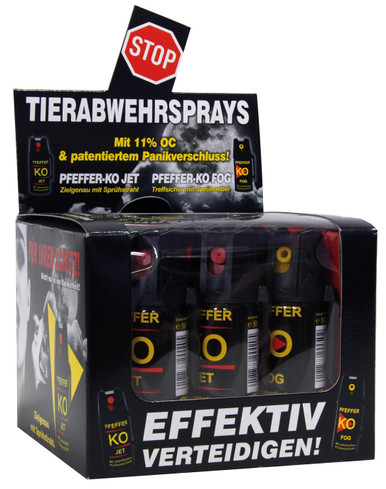 Ballistol Display Verteitigung Pfeffer-KO (6x Pfeffer Fog 40 ml + JET)