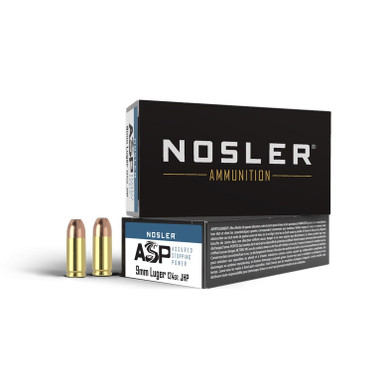 NOSLER Pistolenpatronen ASP (9mm Luger, 124 grs./8,03 g HG JHP), VPE 50 Schuss