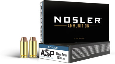 NOSLER Pistolenpatronen ASP (10mm Auto, 180 grs./11,66 g HG JHP), VPE 50 Schuss