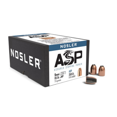 NOSLER Kurzwaffengeschosse ASP (9mm (.355"), 115 grs./7,452g JHP,VPE 250)