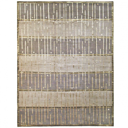 Tibetan 12'9" x 9'2" Taupe & Wheat Wool Area Rug