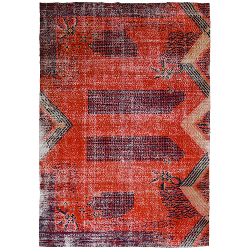 Antique Turkish 9'10" x 6'8" Red & Tan Wool Area Rug