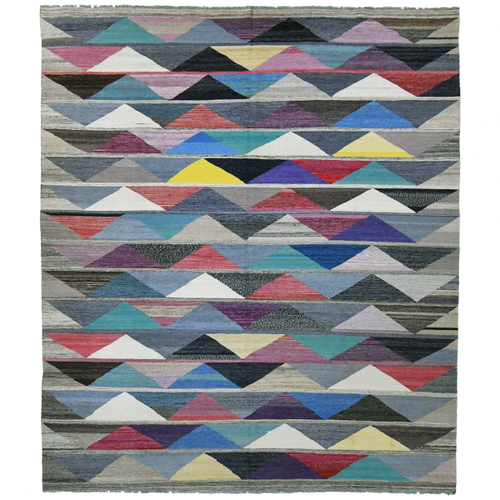 Afghani 10' x 8' Multicolor Wool Kilim Area Rug
