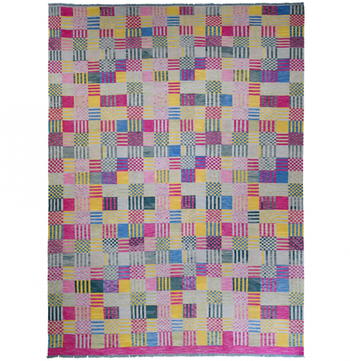Afghani 14'2" x 10'1" Multicolor Squares Area Rug
