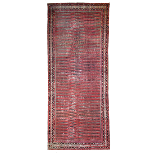 Antique Persian 19'2" x 7'6" Faded Red Wool Area Rug