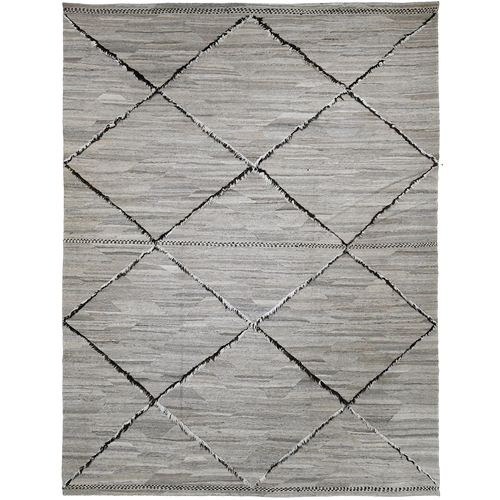 Afghani 11'10" x 9'1" Sand & Cream Wool Area Rug