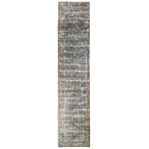 Antique Persian 17'7" x 3'7" Faded Denim Wool Runner Rug