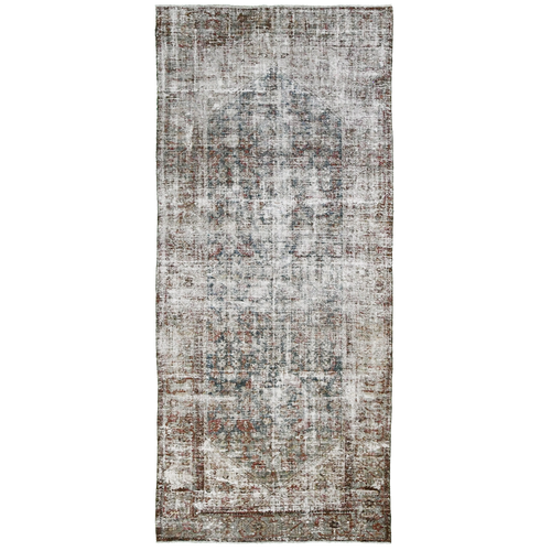 Antique Persian 11'1" x 4'8" Faded Brown Wool Area Rug