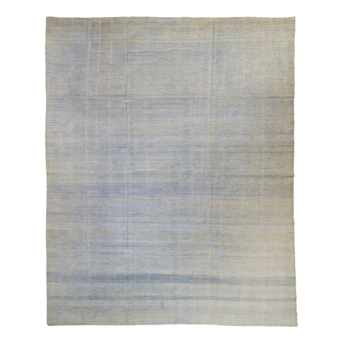 Afghani 11'9" x 9'3" Faded Taupe & Blue Wool Area Rug