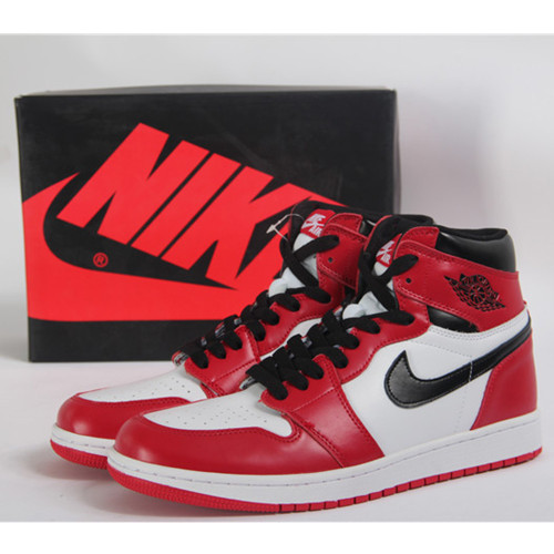 UA High quality replica nike Air Jordan Retro 1 high top OG 1  White/Black-Red  Sneakers