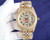 High quality replica iced out Rolex Datejust moissanite vvs diamond two tone gold with arabic dial watch