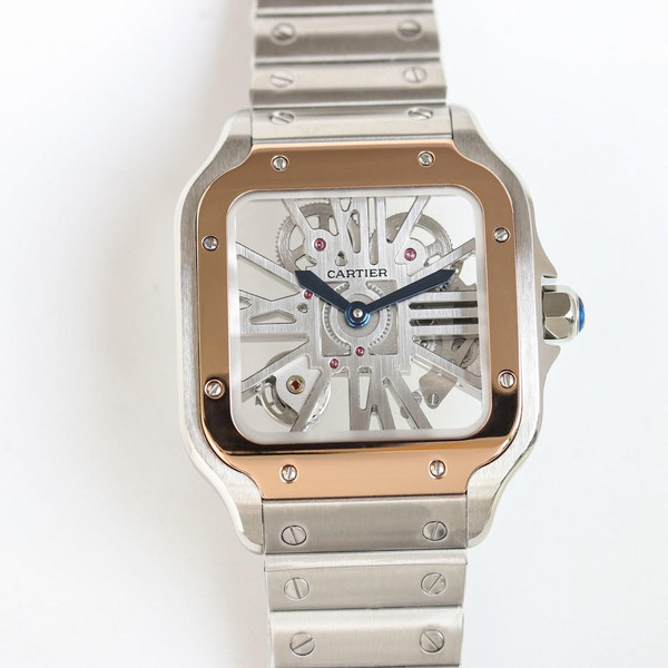 buy High quality replica plain jane Cartier Santos Skeleton Series X43 two tone gold watch replica from hypereptime Cartier