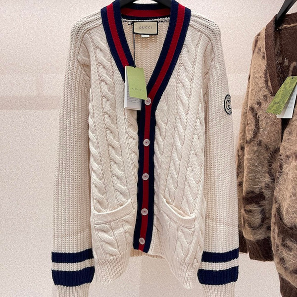 Buy High quality replica UA Gucci Cable wool knit with Web Cardigan from HypeRepTime, best replica designer brand website