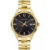 Bulova Men's Black Dial Gold Tone Stainless Steel Quartz Watch 97B228