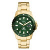 Fossil Blue Dive Men's Green Dial Gold-Tone Stainless Steel Quartz Watch FS6030