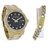 Bulova Men's Gold PVD Crystal Quartz Watch and Bracelet Set 98K118