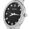 Bulova Mens Crystal Stainless Steel Black Dial Quartz Watch Boxed Set 96K110
