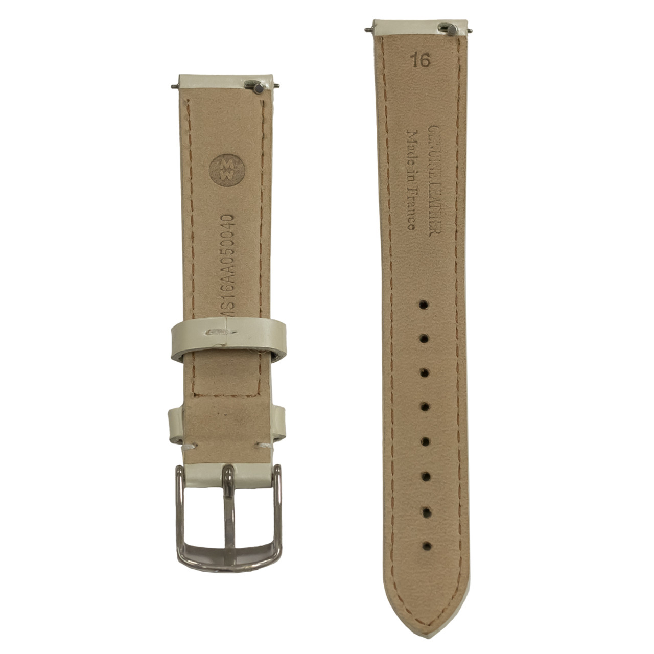 Michele Womens 16mm Off White Leather Watch Band Strap 301720708