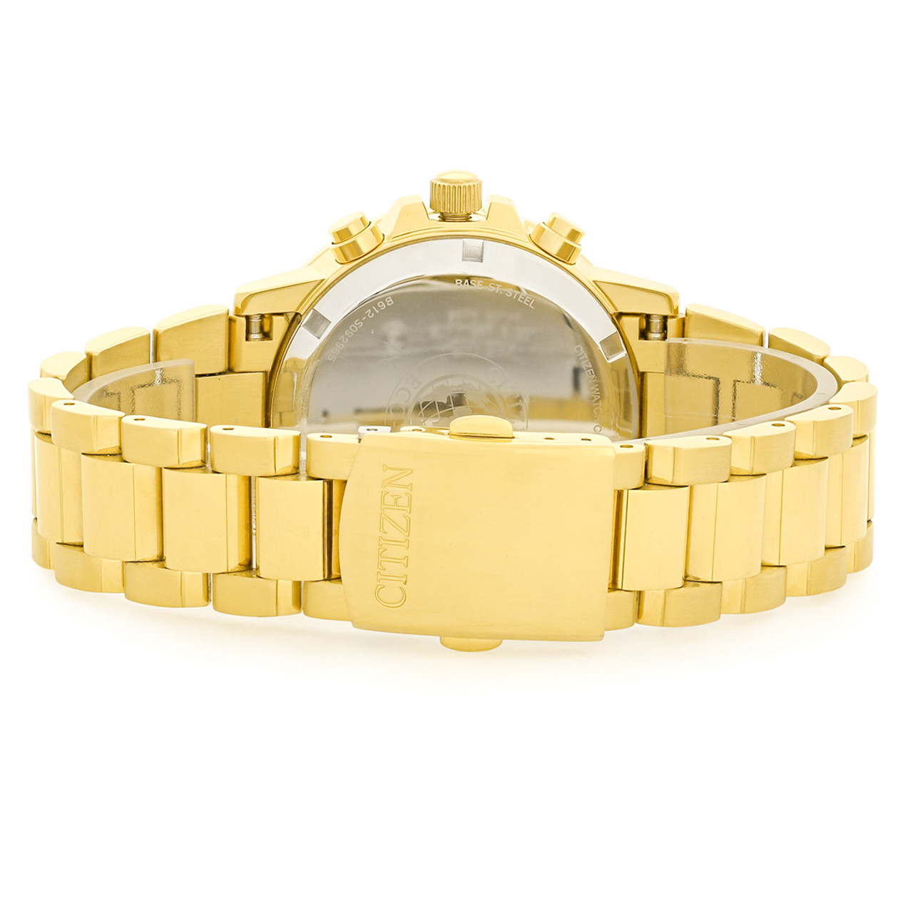 Citizen Eco-Drive Nighthawk Men's Crystal Gold Tone Chronograph Watch FB3002-61E