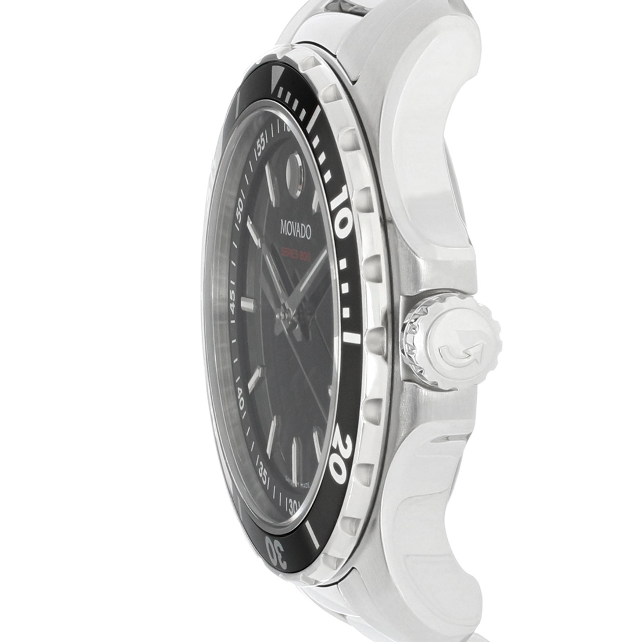 Movado Series 800 Men's Black Dial Stainless Steel Swiss Quartz Watch 2600135