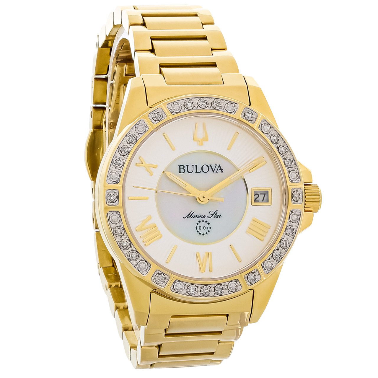 Bulova Marine Star Women's Gold PVD Stainless Diamond Quartz Watch 98R294
