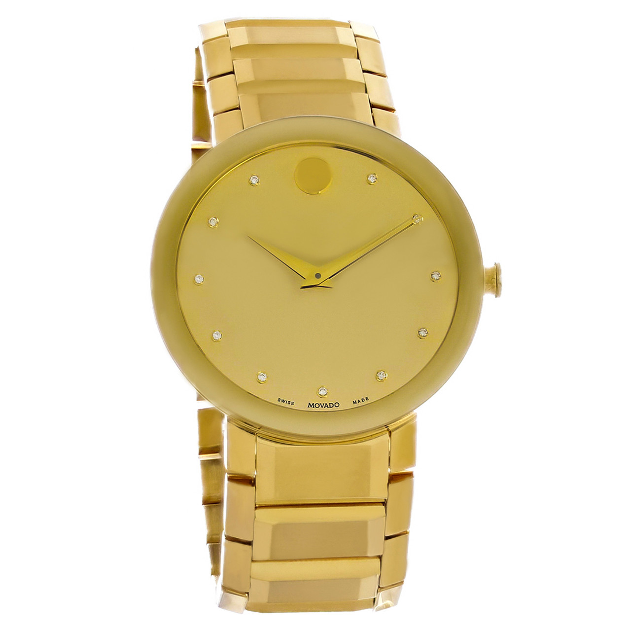 Movado Men's Sapphire Gold Tone PVD Stainless Steel Quartz Watch 0607588