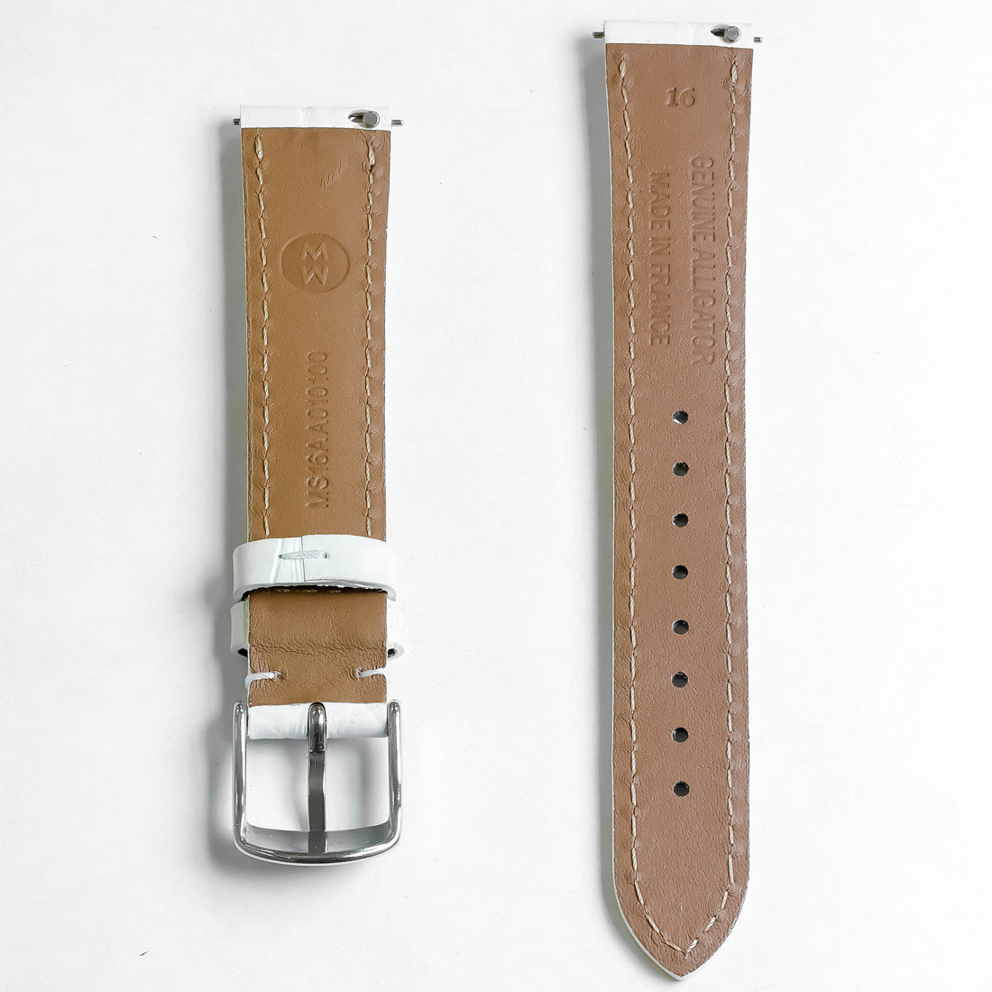 Michele Women's 16mm White Alligator Watch Band 301917201
