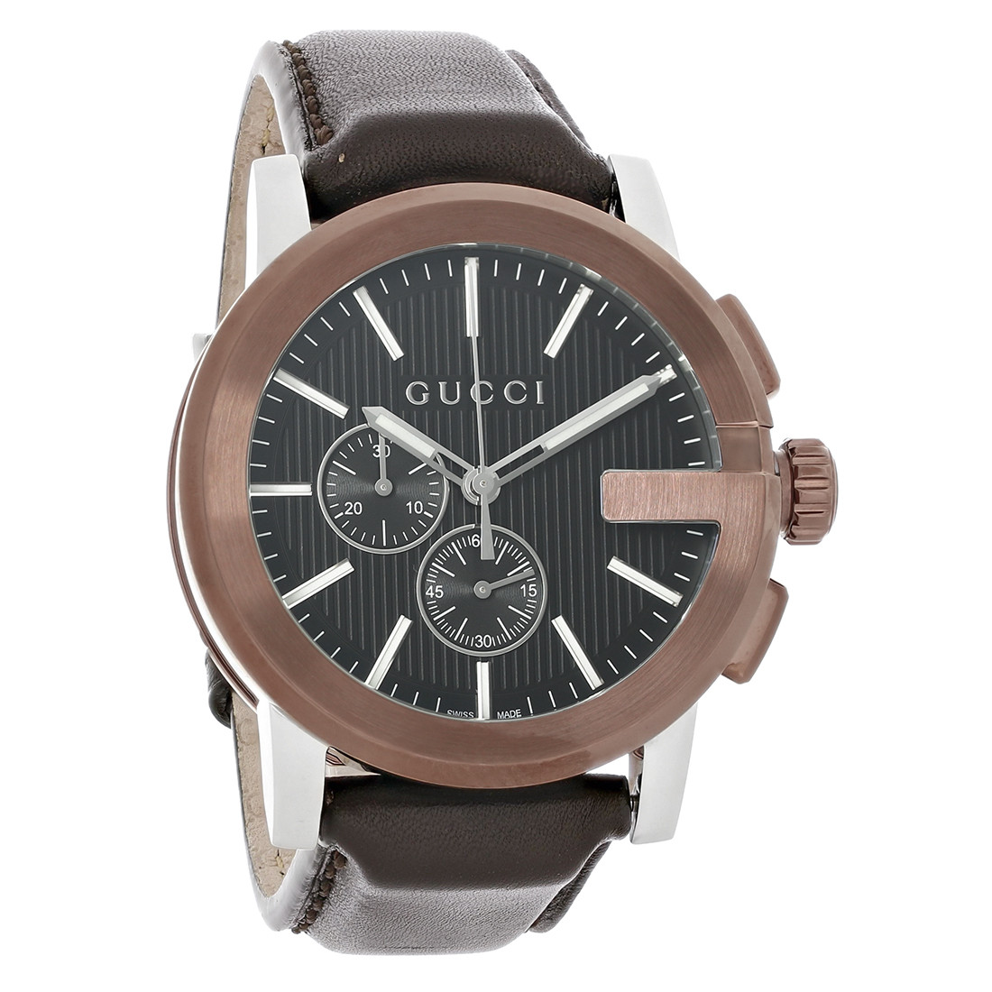 Gucci 101 Men's G-Chrono Black Dial Brown Leather Swiss Quartz