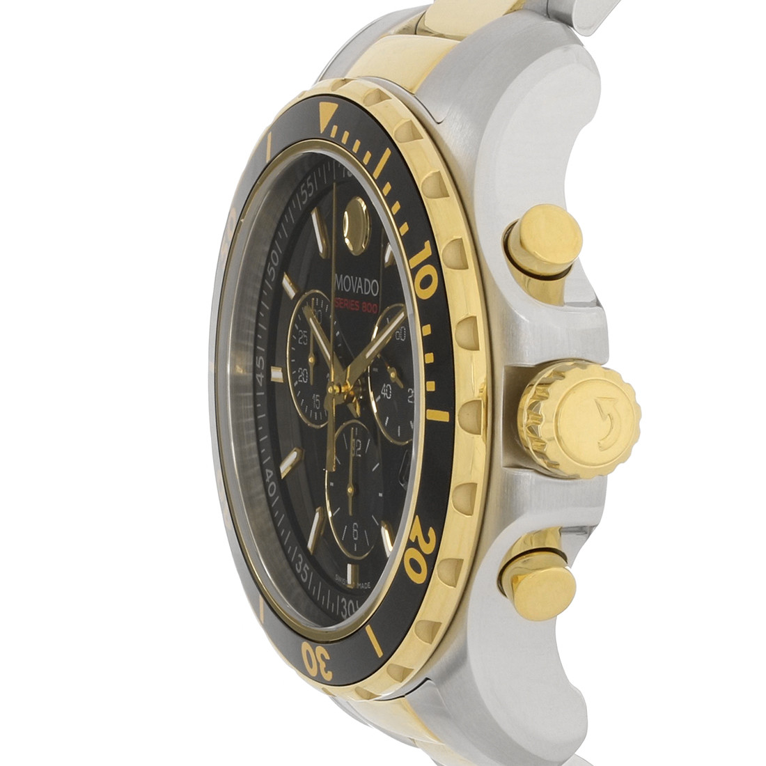 Movado Series 800 Men's 2-Tone Black Dial Swiss Quartz Chronograph