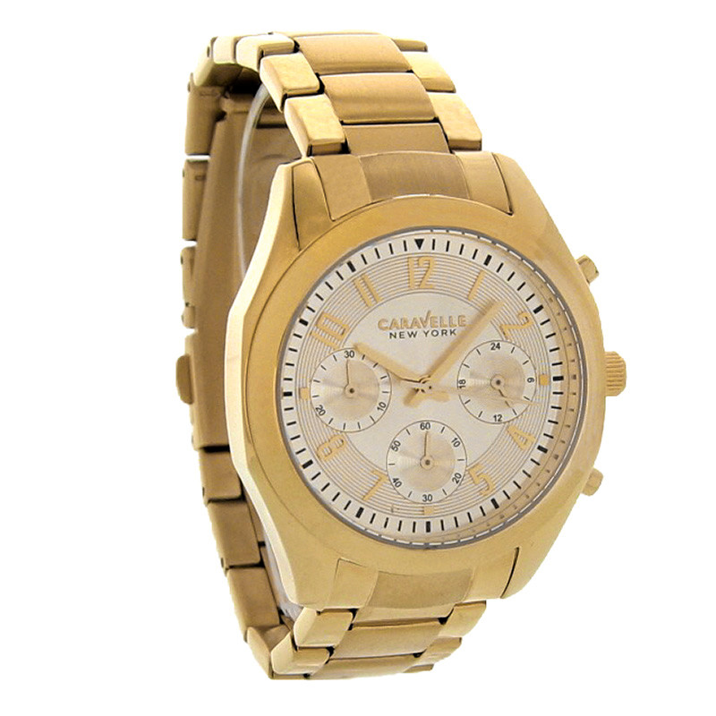 Bulova ゴールドカラー レディース時計 Caravelle By Bulova Women's Gold-Tone Chronograph Quartz Watch