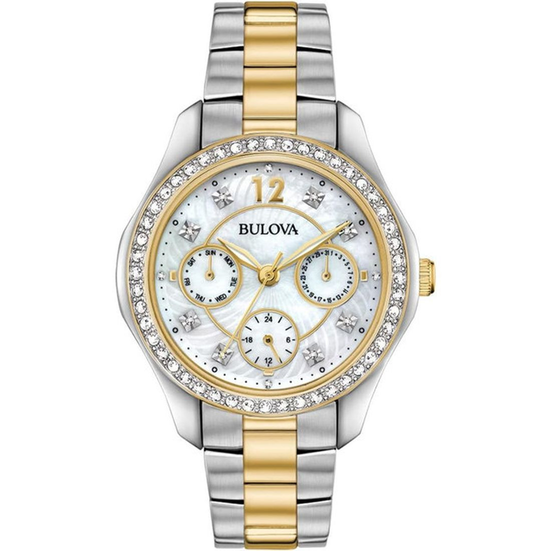 Bulova Women\'s Watch  Quartz White Mother of Pearl Dial Crystal Gold Steel Bulova Crystal Quartz MOP Dial Gold Tone Stainless Steel  main image 2