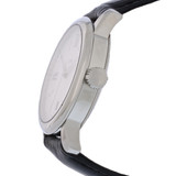 LeVian Men's Stainless White Dial Black Leather Strap Swiss Quartz Watch ZAG 230