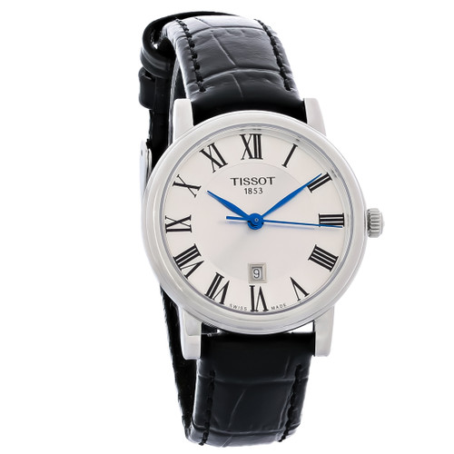 Relógio feminino Tissot carson com pulseira preta em aço inoxidável t122.210.16.033.00