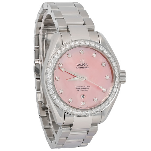 Jam tangan otomatis berlian wanita Omega seamaster aqua terra 231.15.34.20.57.003
