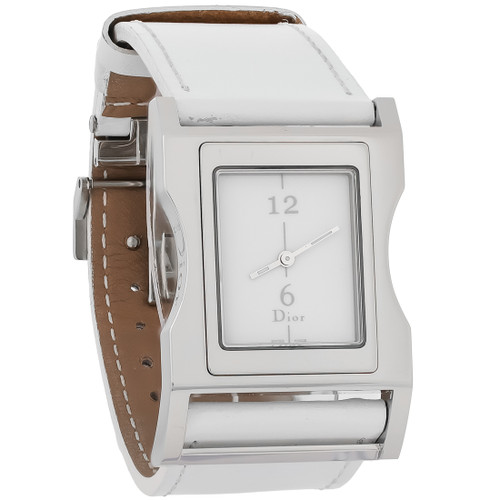 Christian dior chris 47 reloj suizo de cuarzo con correa blanca cd033110a004