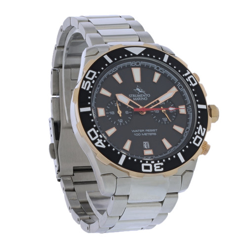 Jam tangan kuarsa kronograf dua warna pria Strumento marino sm135mb/ss/nr/nr/rg