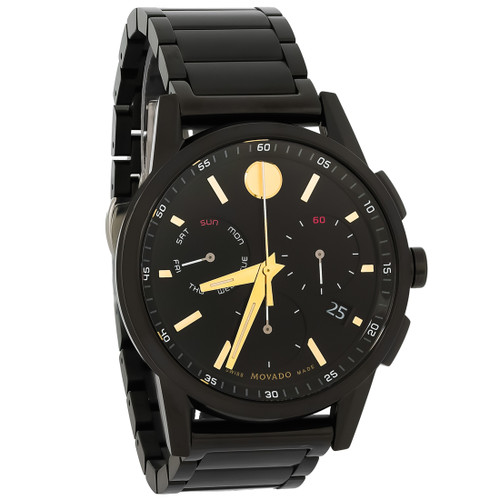 Movado Museum Sport Mens Chronograph Black PVD Stainless Quartz Watch 0607802