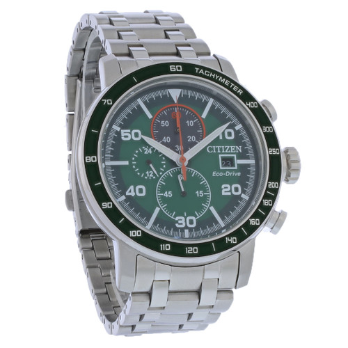 Citizen eco drive brycen chronograph jam tangan pria dial hijau ca0851-56x