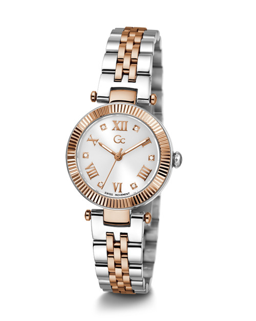 Guess flair reloj de cuarzo de acero inoxidable y PVD en dos tonos y oro rosa para mujer z02001l1mf
