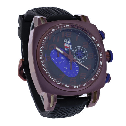 Ritmo mvndo indycar masculino relógio cronógrafo de quartzo de borracha preta 221-09 plm/blu