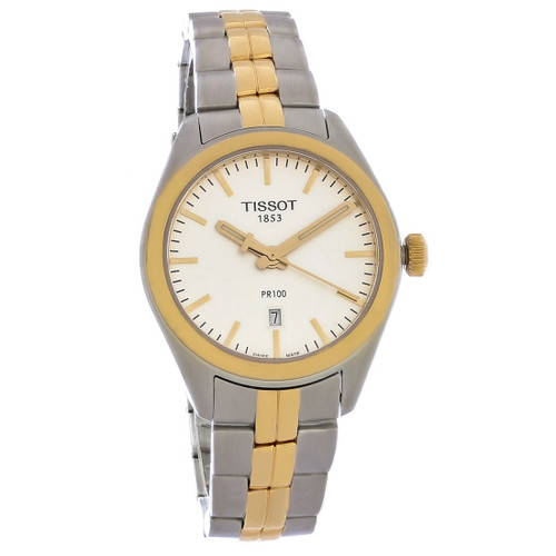 Tissot pr 100 reloj de cuarzo de acero en oro rosa bicolor para mujer t101.210.22.031.01