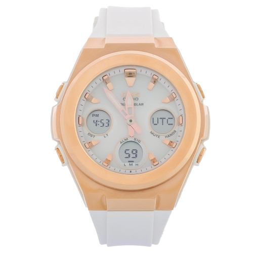 Casio g-ms dámske ružové zlato pvd solárne kremenné hodinky msgs600g-7a