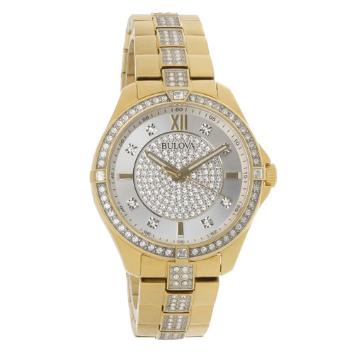 Bulova Ladies Gold Tone Plated Stainless Steel Quartz Watch 98L228