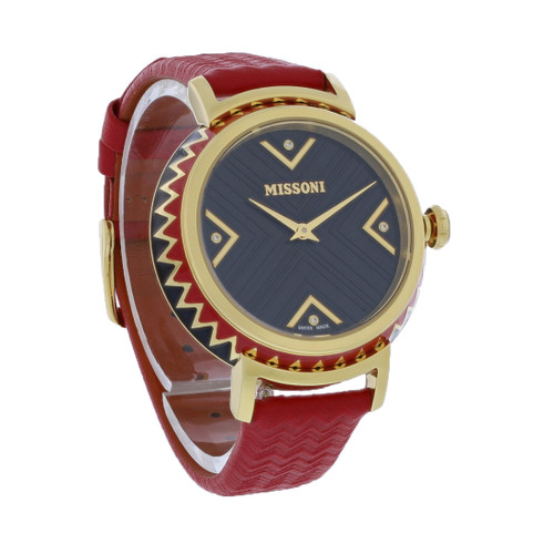 Missoni chevron orologio al quarzo da donna in acciaio inossidabile pvd tono oro mwy300320