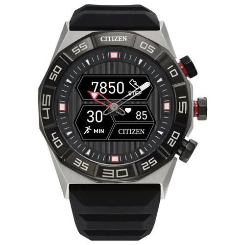 Citizen Mens CZ Smart Hybrid Black Dial Silicone Strap Watch JX2007-09E