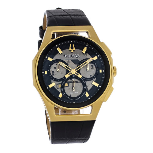 Bulova Curv Men's Chronograph Gold Plated Stainless Steel Quartz Watch 97A143